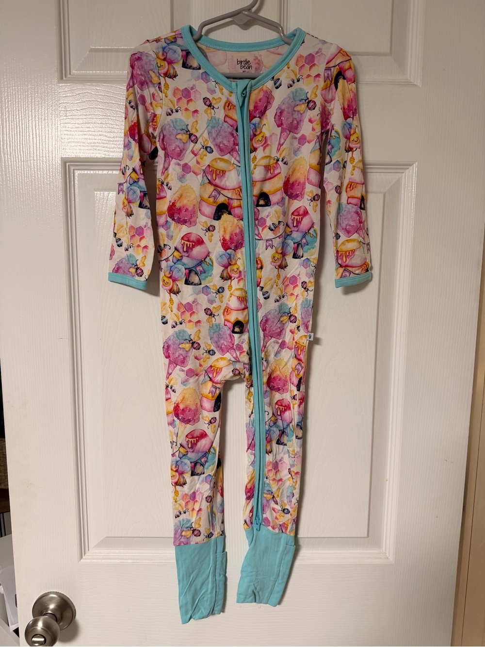 Bamboo Multicolor Bee Cotton Candy Print One-Piece Zip Pajamas